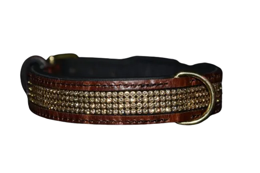 HUNTER Hundehalsband Blacklabel Spirit Kroko mit Swarovskisteinen 42 cm