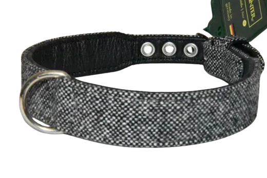 HUNTER Hundehalsband Textil Salt + Pepper 37 cm nickel