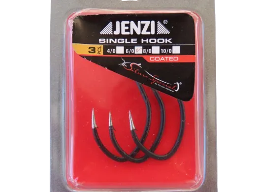 JENZI Single Hook 6/0 mit Widerhaken 3 Stück