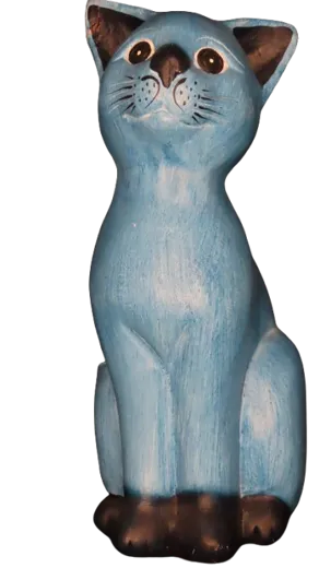 Katze Holz blau